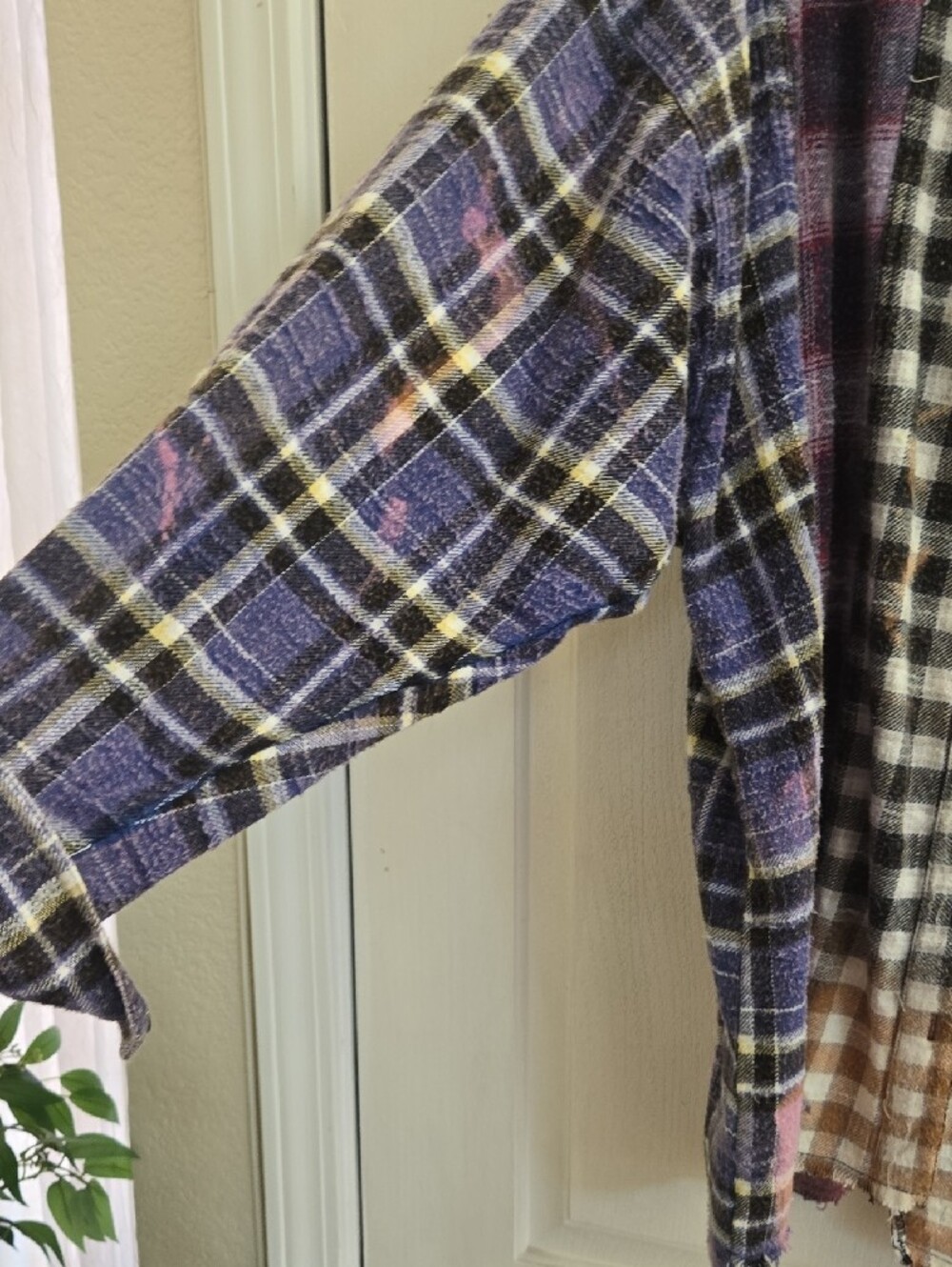 BDG Mixed Plaid Button-Down Shirt Jacket in Purple, Black and Cream - Picture 6 of 9